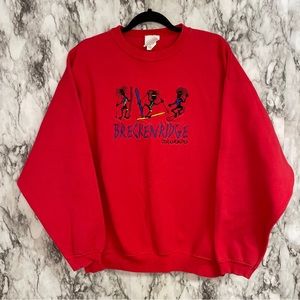 Vintage 90's CYRK Red Embroidered Breckenridge  Unisex Crewneck Sweatshirt XL